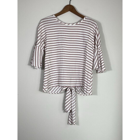 Express Bell Sleeve Striped Tie-Front Blouse Size Small - Picture 1 of 7
